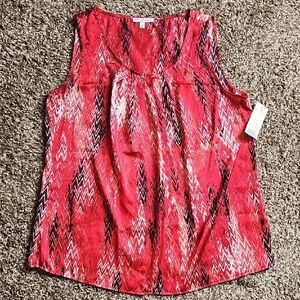 NWT Notations Red Chevron Print Sleeveless Blouse Size XL